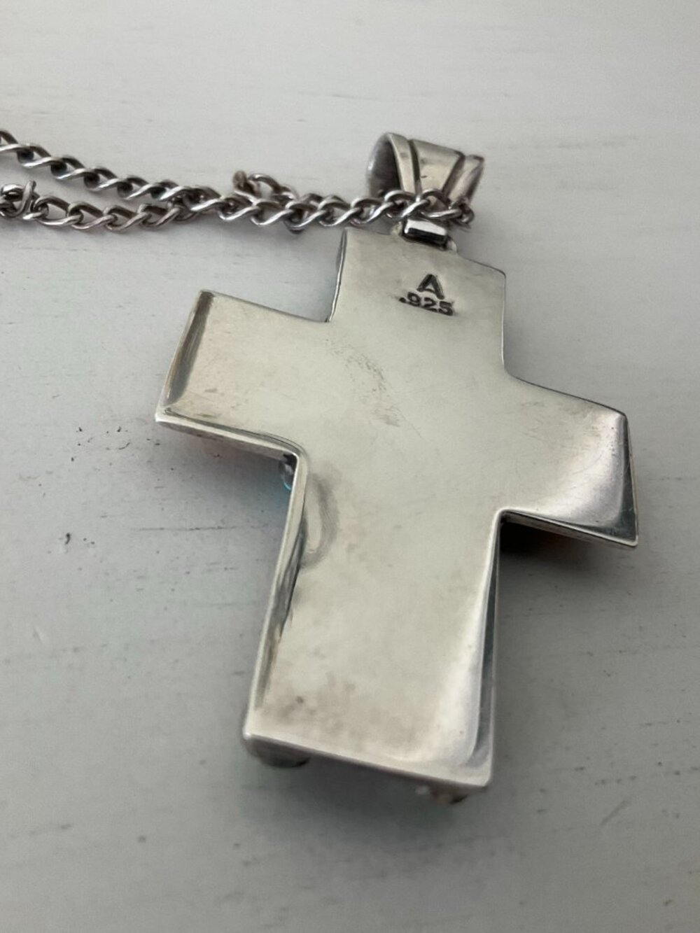 Vintage Native American 925 silver cross and chain - Picture 2 of 6